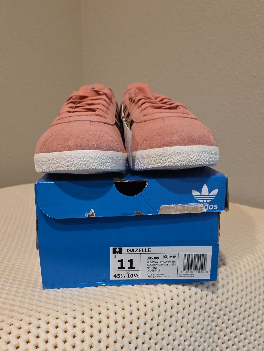 adidas Gazelle Pink Suede w/ Navy Stripes  Low-Top Sneakers 11M/12.5W